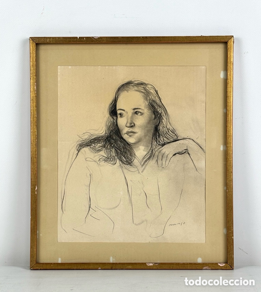 Arte: FRANCISCO DOMINGO SEGURA (Barcelona,1895 - Sao Paulo, 1974) - CHICA DE MIRADA FIJA - DIBUJO A LAPIZ