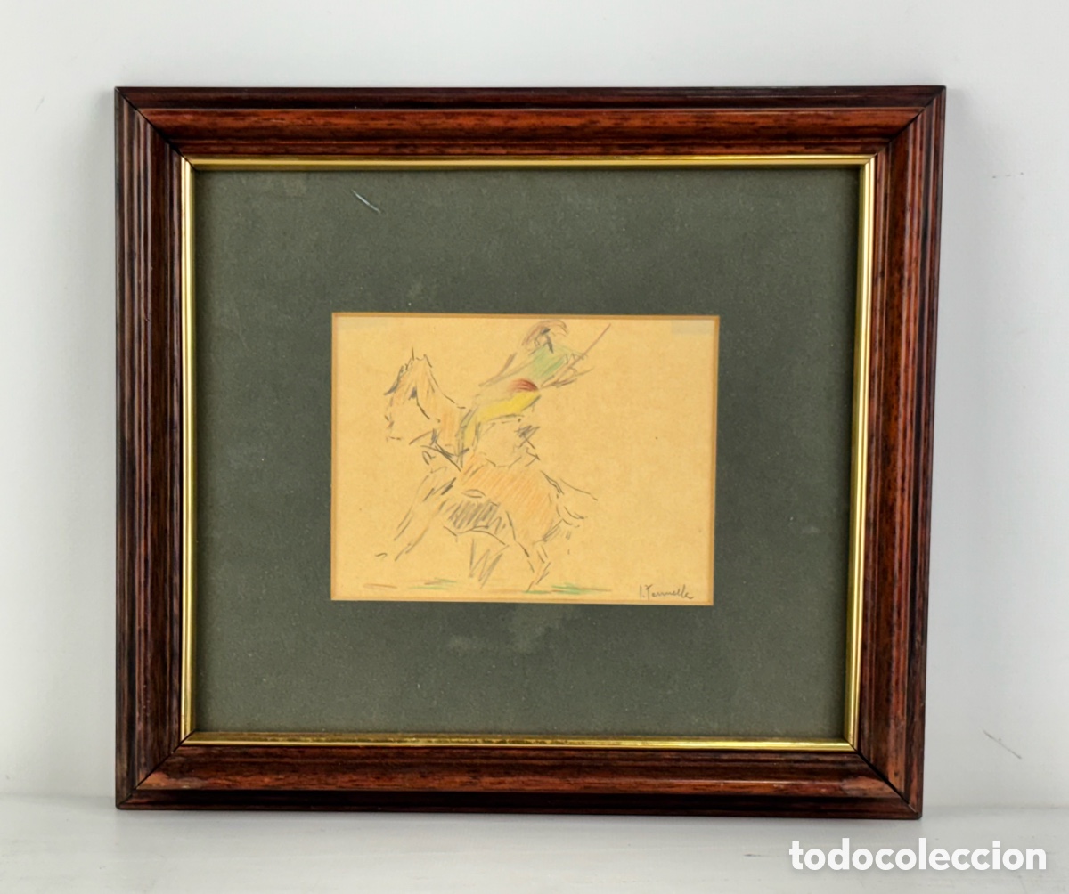 Arte: JOAQUIM TERRUELLA Y MATILLA - REJONEADOR - DIBUJO A COLOR