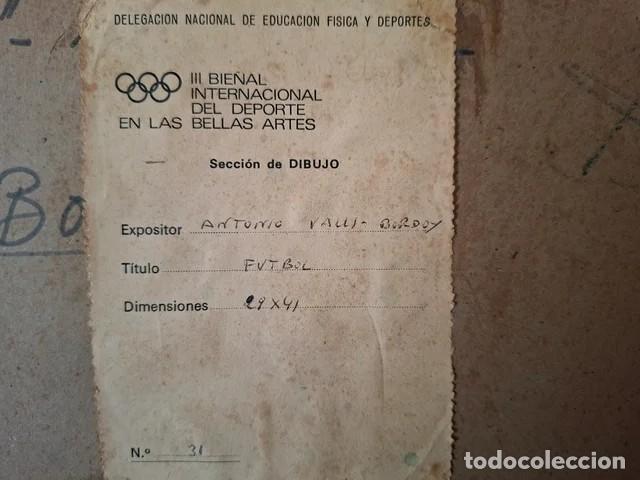 Arte: Cuadro dibujo Real Madrid Barcelona Antonio Valls Bordoy exhibido en la III Bienal Internacional