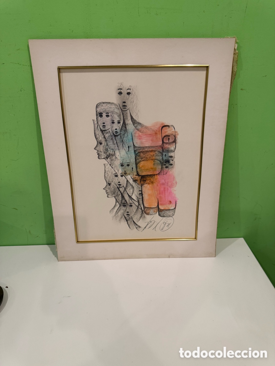 Arte: Obra Firmada Autor Desconocido T&eacute;cnica Mixta Sobre Papel 30x40 cm Figuras Expresionistas Siglo XX.