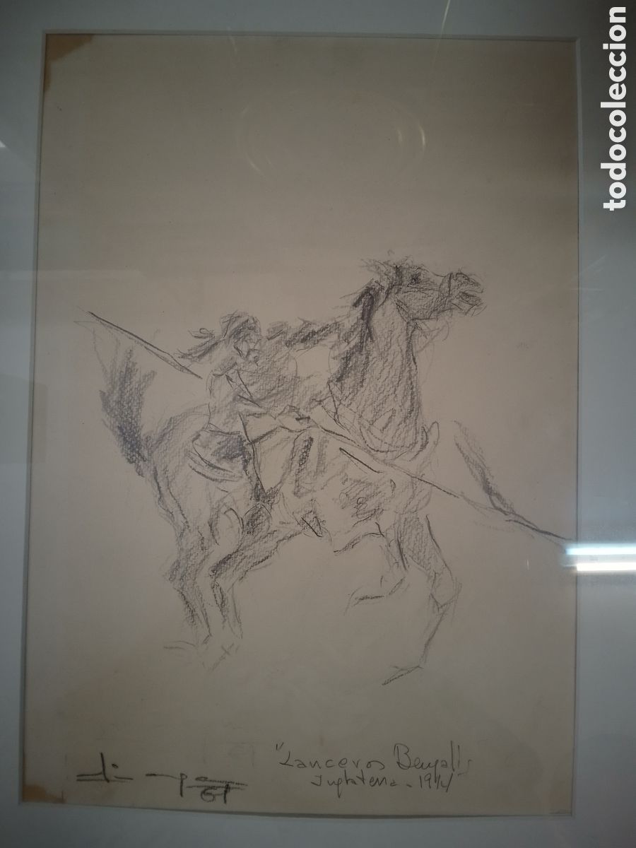 Arte: LANCEROS BENGALIS. ALIAGA, CARLOS. INGLATERRA, 1914. DIBUJO ORIGINAL, 1961