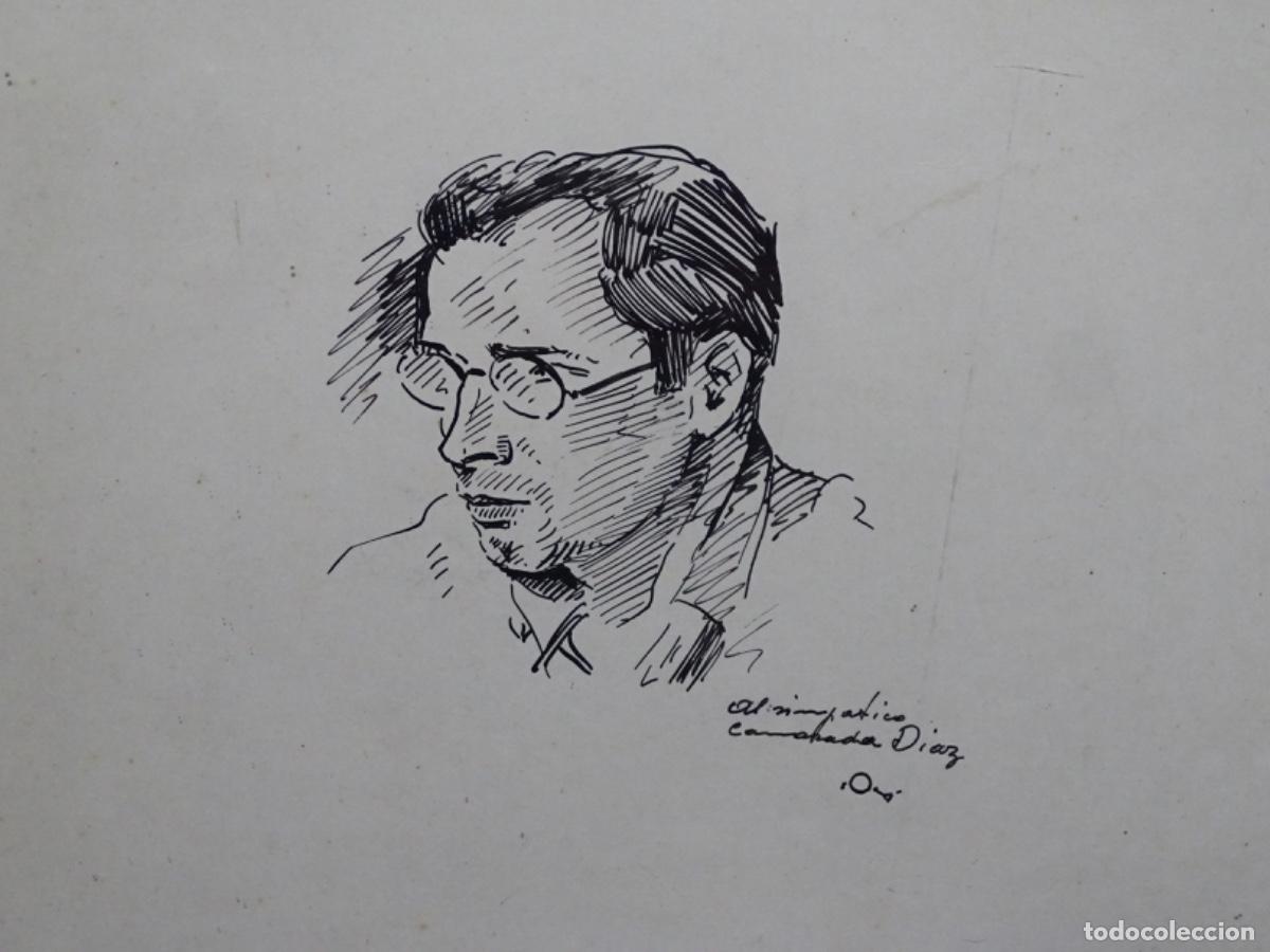 Arte: DIBUJO TINTA DEDICADO A DIAZ DE FIRMA ILEGIBLE. RETRATO.