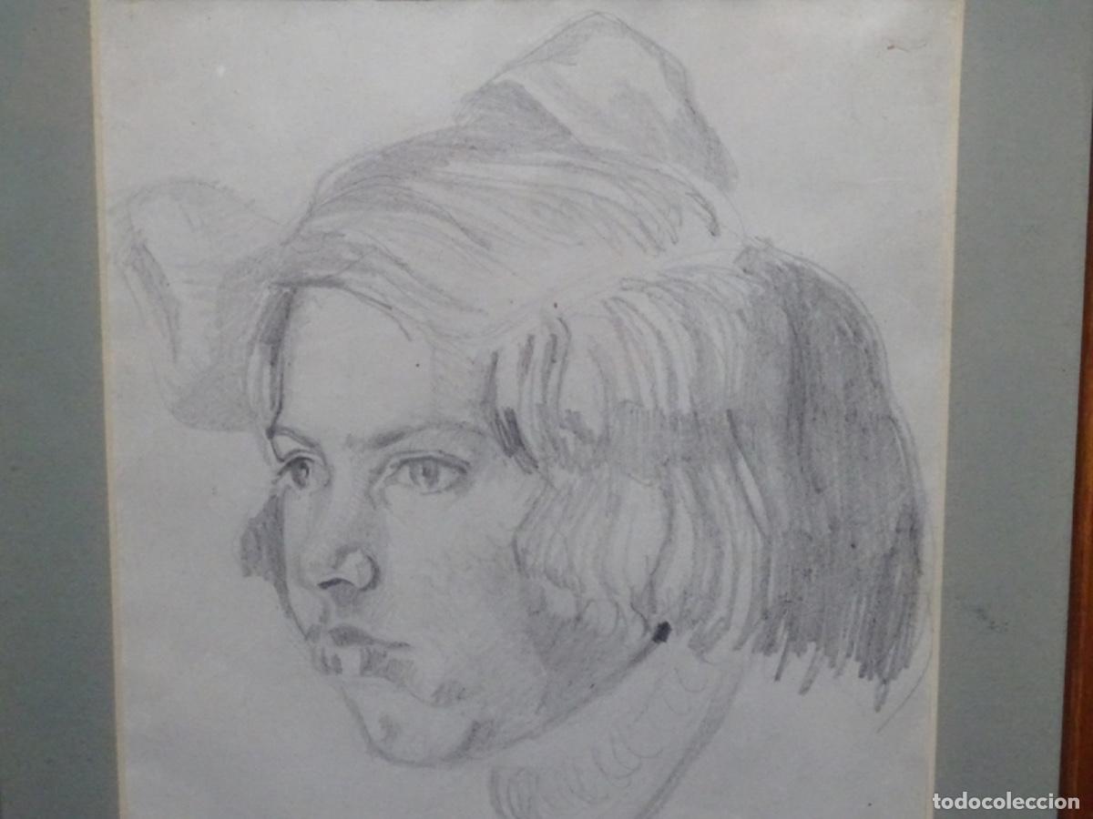 Arte: DIBUJO NOUCENTISTA A L&Aacute;PIZ IGNACIO DIAZ 1923. RETRATO NI&Ntilde;A.