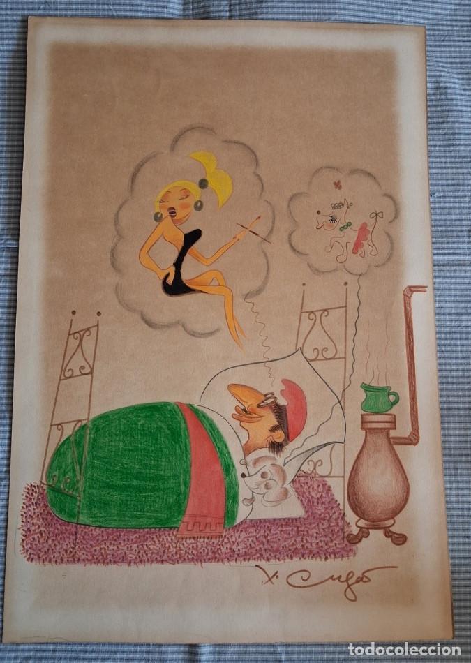 Arte: Dibujo original Xavier Cugat. 49,50x35,5 cm.