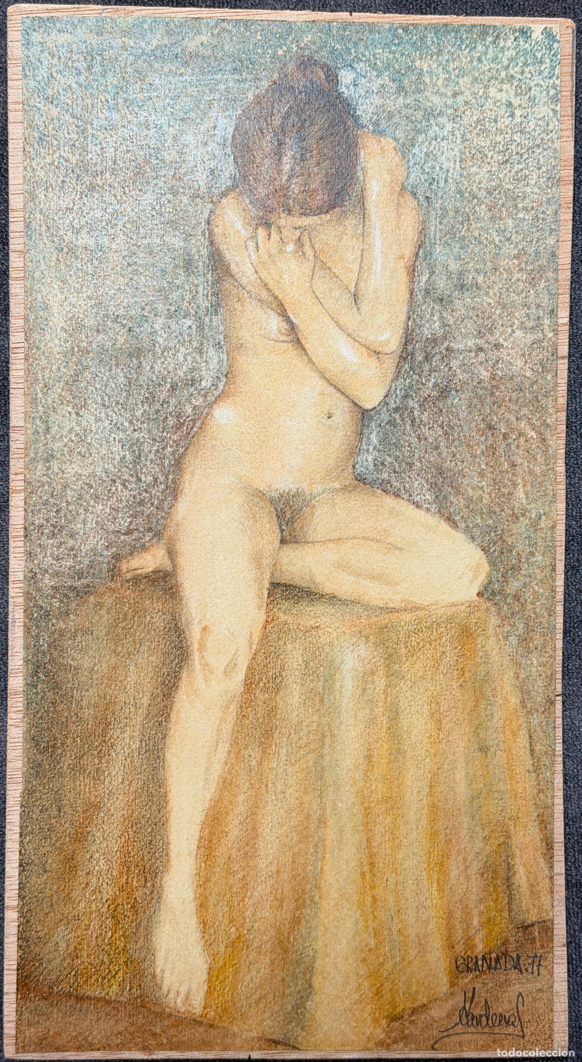 Arte: C&aacute;rdenas , dibujo a l&agrave;pices , desnudo femenino , Granada , M&aacute;laga , 1977