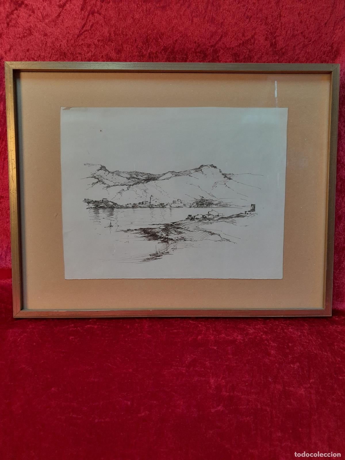 Arte: C-2038. DIBUJO A TINTA SOBRE PAPEL. PAISAJE. MEDIADOS S. XX.