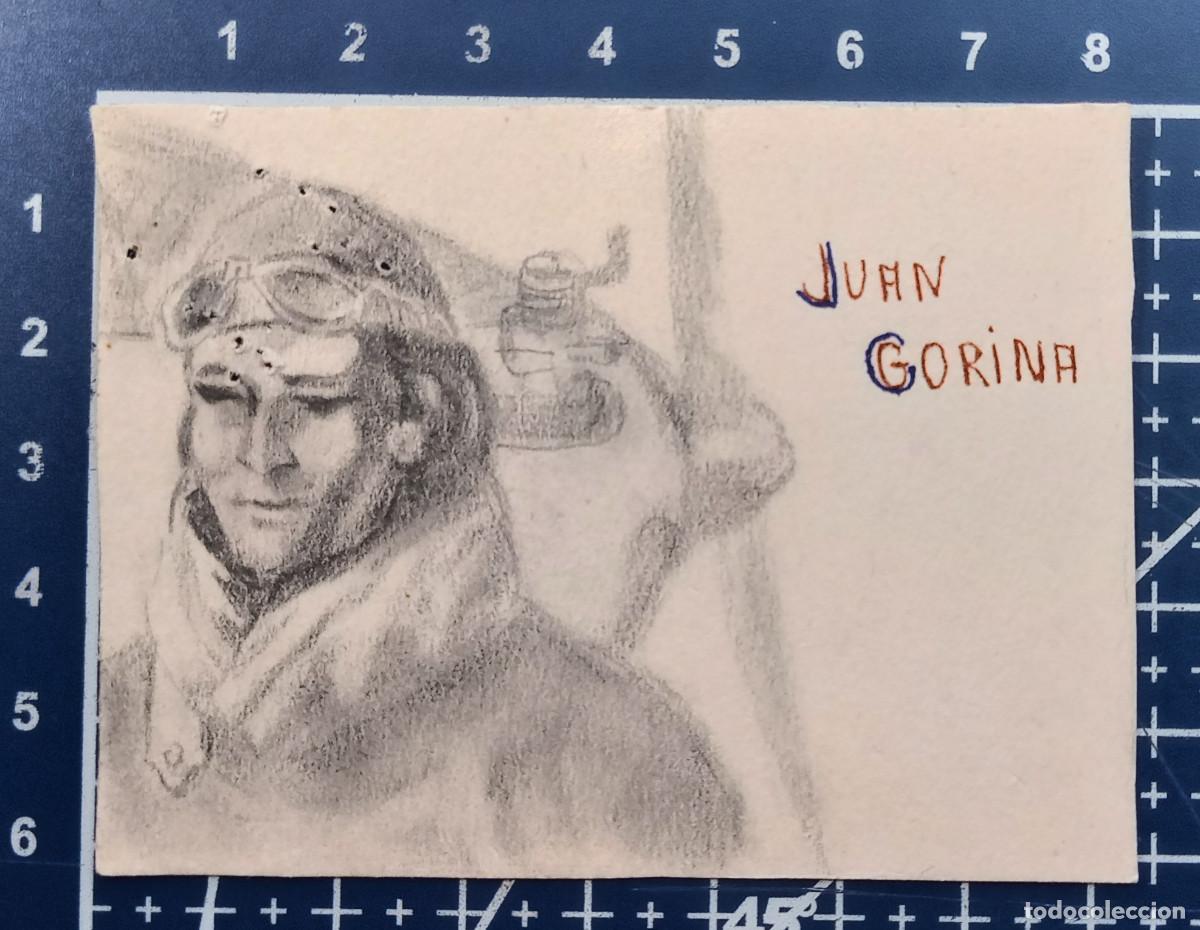 Arte: PEQUE&Ntilde;O DIBUJO A L&Aacute;PIZ DE JUAN GORINA, AVIADOR