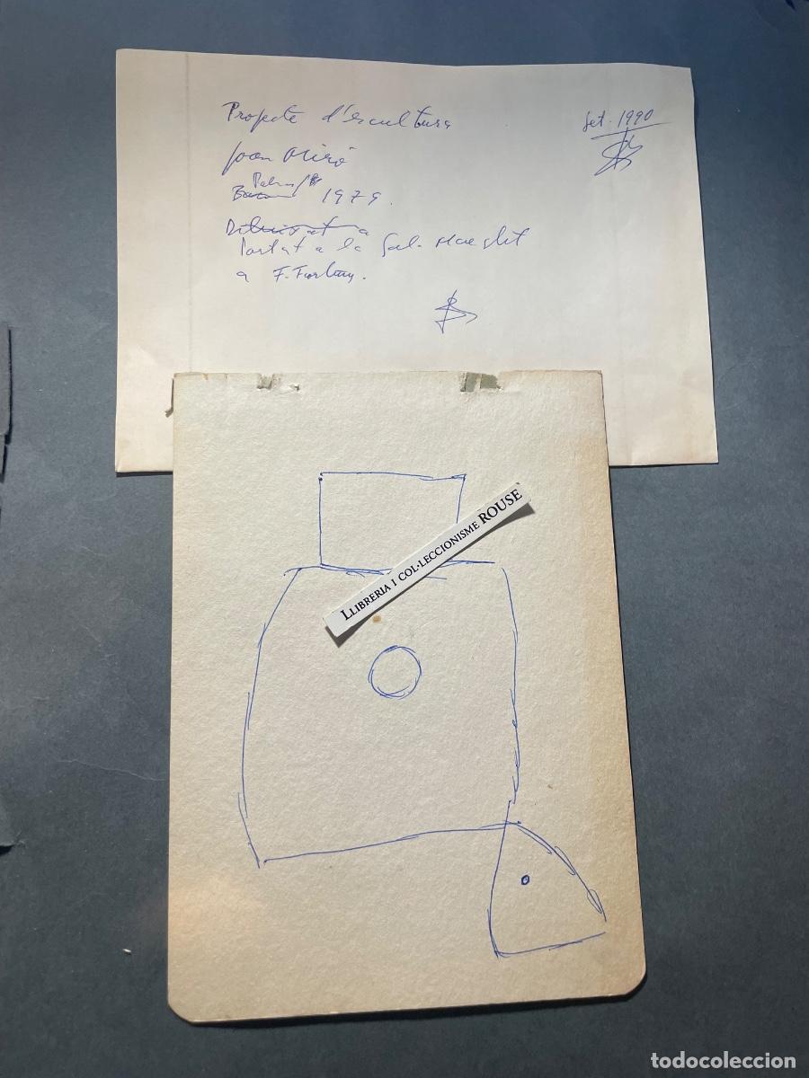 Arte: JOAN MIR&Oacute; - DIBUJO + CARTA - PROJECTE D'ESCULTURA JOAN MIR&Oacute; PARIS 1979 DIBUIXAT O PARLAT A