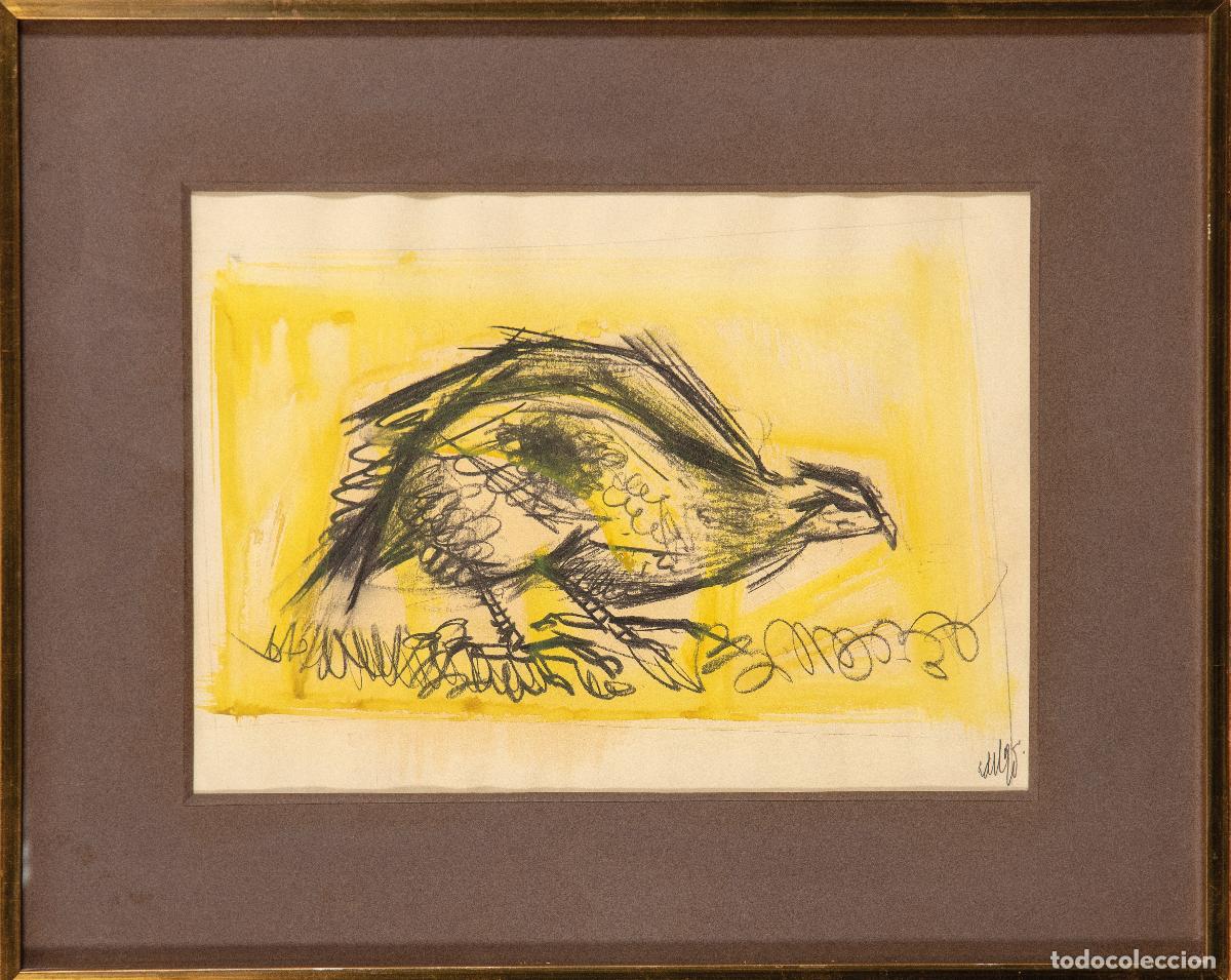 Arte: Perdiz dibujo a l&aacute;piz y pastel sobre papel &Aacute;lvaro Delgado Ramos siglo XX