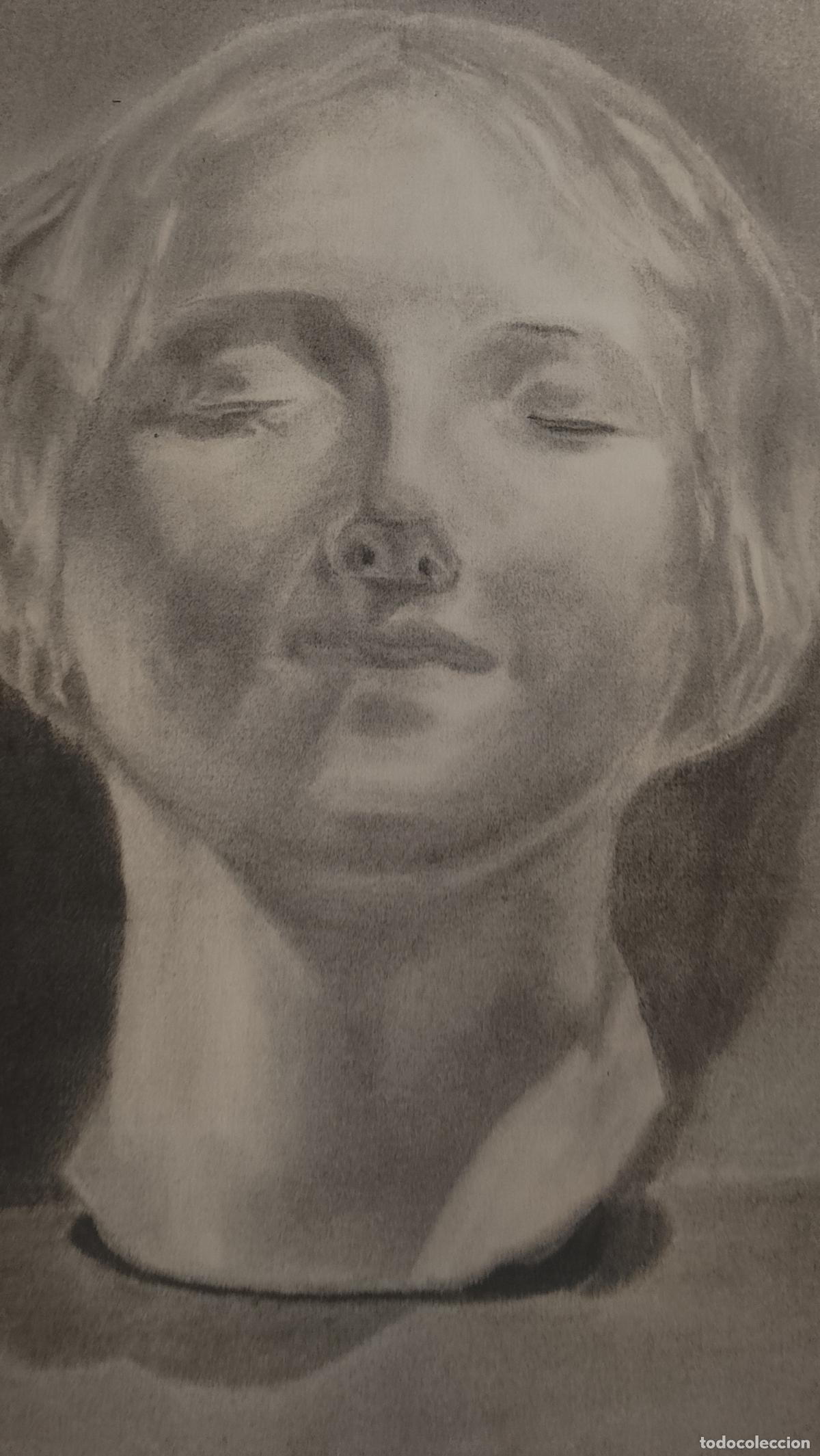 Arte: 50 x 32.5 carboncilla pintada a mano arte ANATOMIA ROSTRO CARA MUJER DAMA DIOSA . Firmado Gaspar