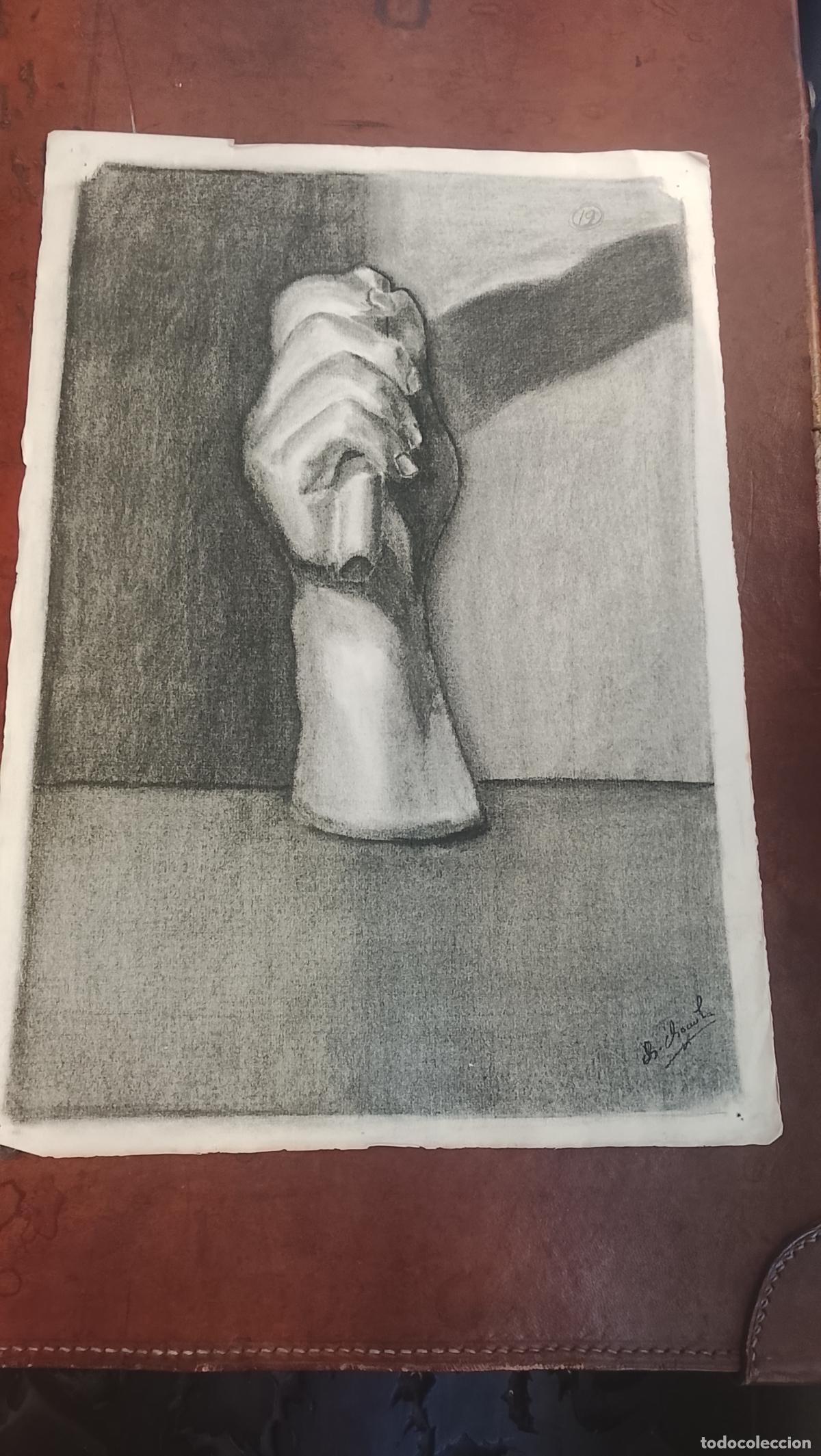 Arte: 50 x 32.5 carboncilla pintada a mano arte mano hombre &iquest; Gaspar gomila ?
