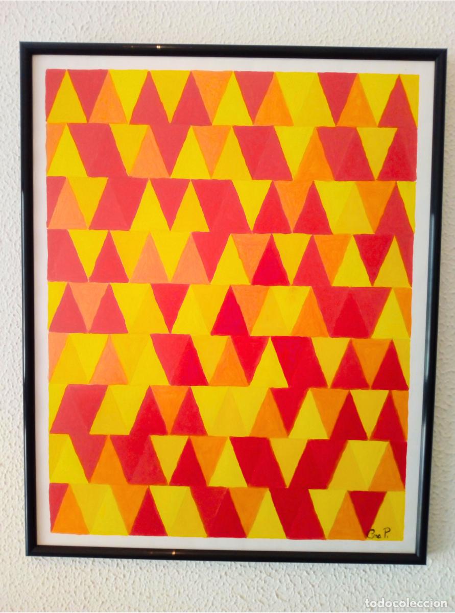 Arte: Cuadro geom&eacute;trico, pintura acr&iacute;lica, 40x50cm, no se vende enmarcada, dibujo geom&eacute;trico, arte moderno