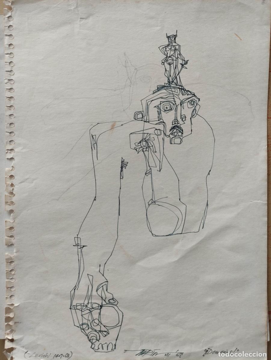 Arte: Dibujo original AUGUSTO MAR&Iacute;N firmado y fechado