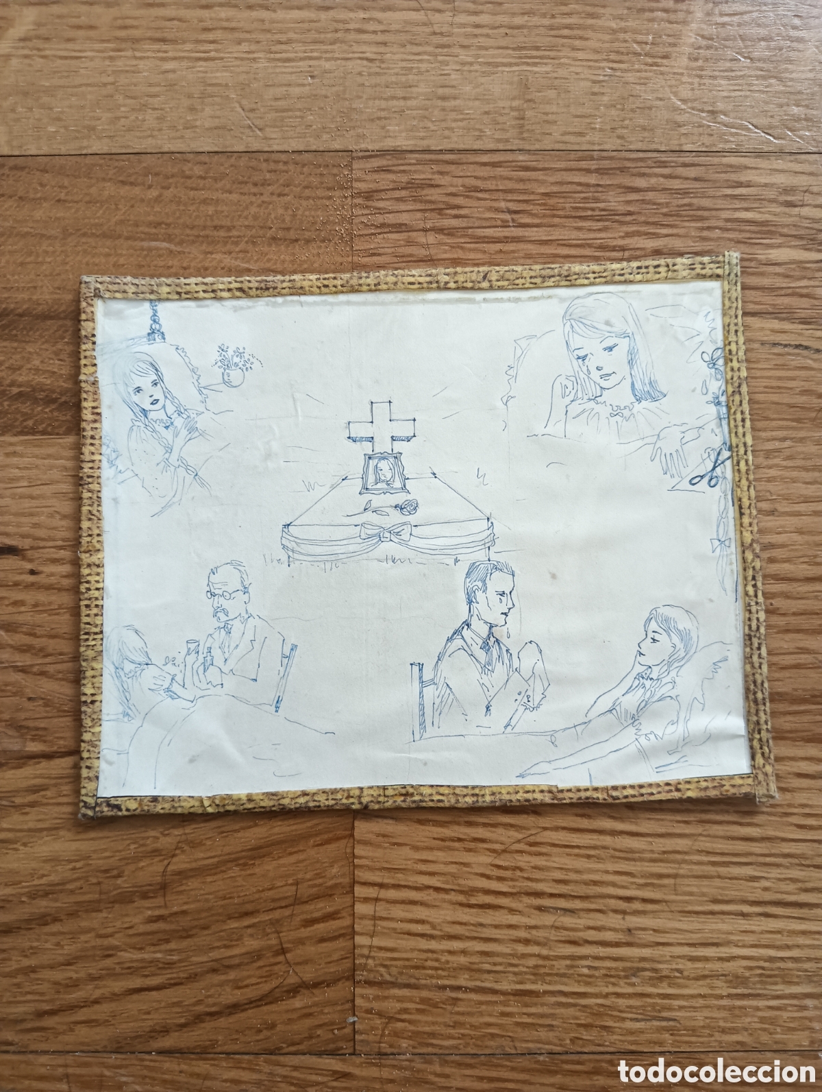 Kunst: Antiguo dibujo,tinta sobre papel