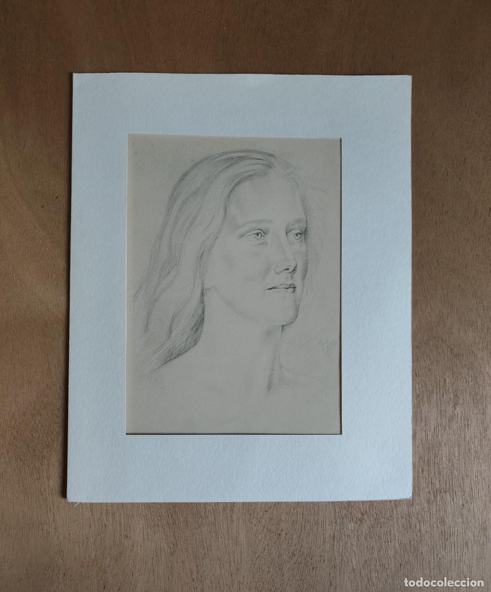 Arte: Dibujo retrato, de 1930. Firmado a mano.