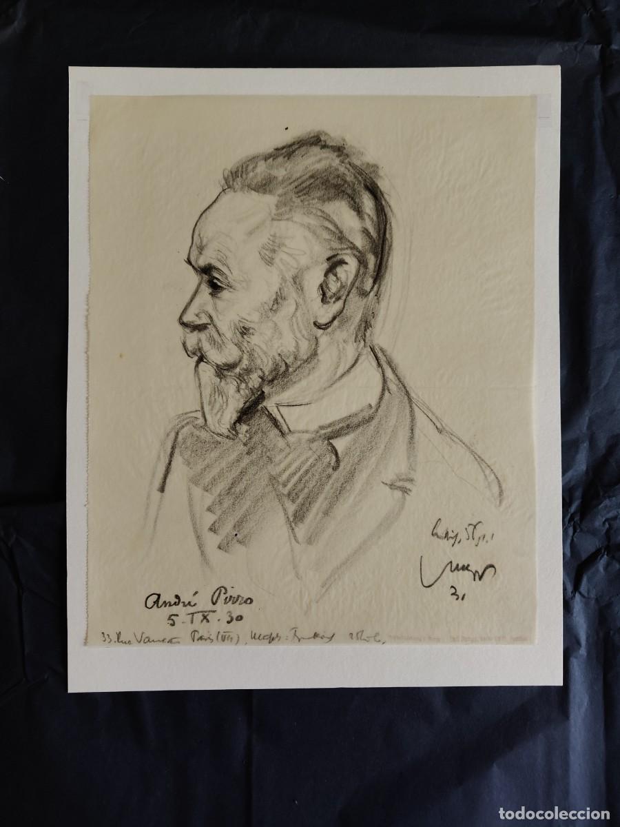 Arte: Emil Stumpp (1886 -1941). Andr&eacute; Pirro. Dibujo a carb&oacute;n firmado. 1931