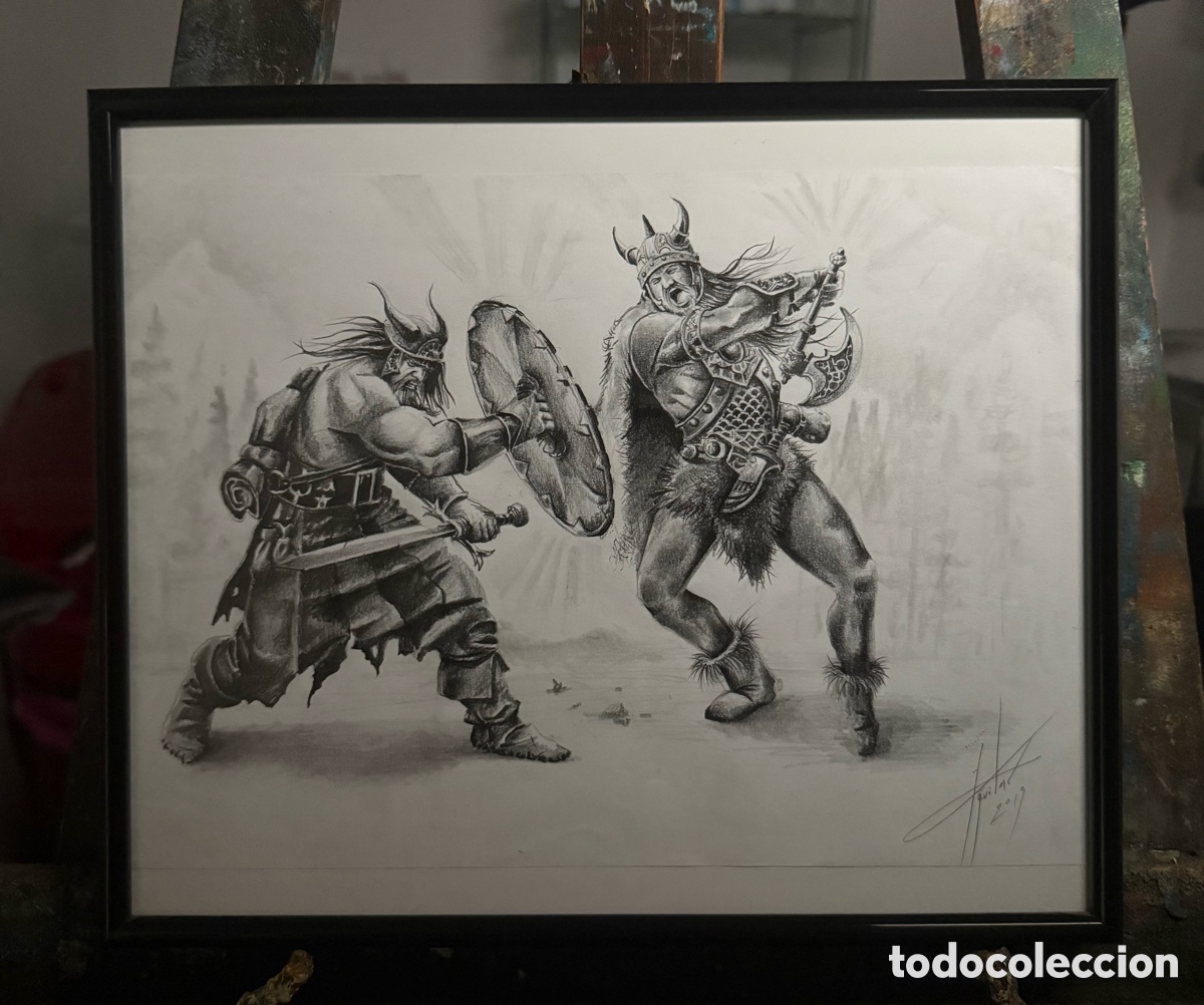 Arte: Dibujo batalla de vikingos por el artista mexicano Mario Aguilar
