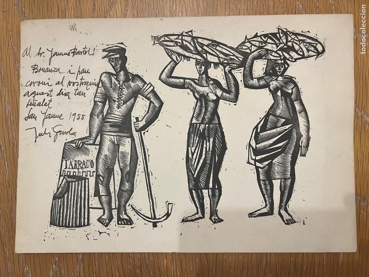 Arte: Dibujo de Juli Garola Reus a&ntilde;o 1955 dedicado 31x22 ctms.