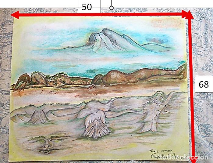 Arte: &rdquo;PAISAJES EXTRA&Ntilde;OS&rdquo;. dE JJ SANTOS RIVAS, SOBRE CARTULINA