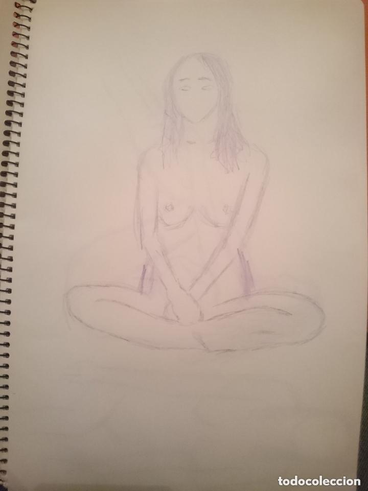 Arte: VALERIA 6 - DIBUJO ORIGINAL BOCETO DESNUDO FEMENINO - D.R.A. 1993