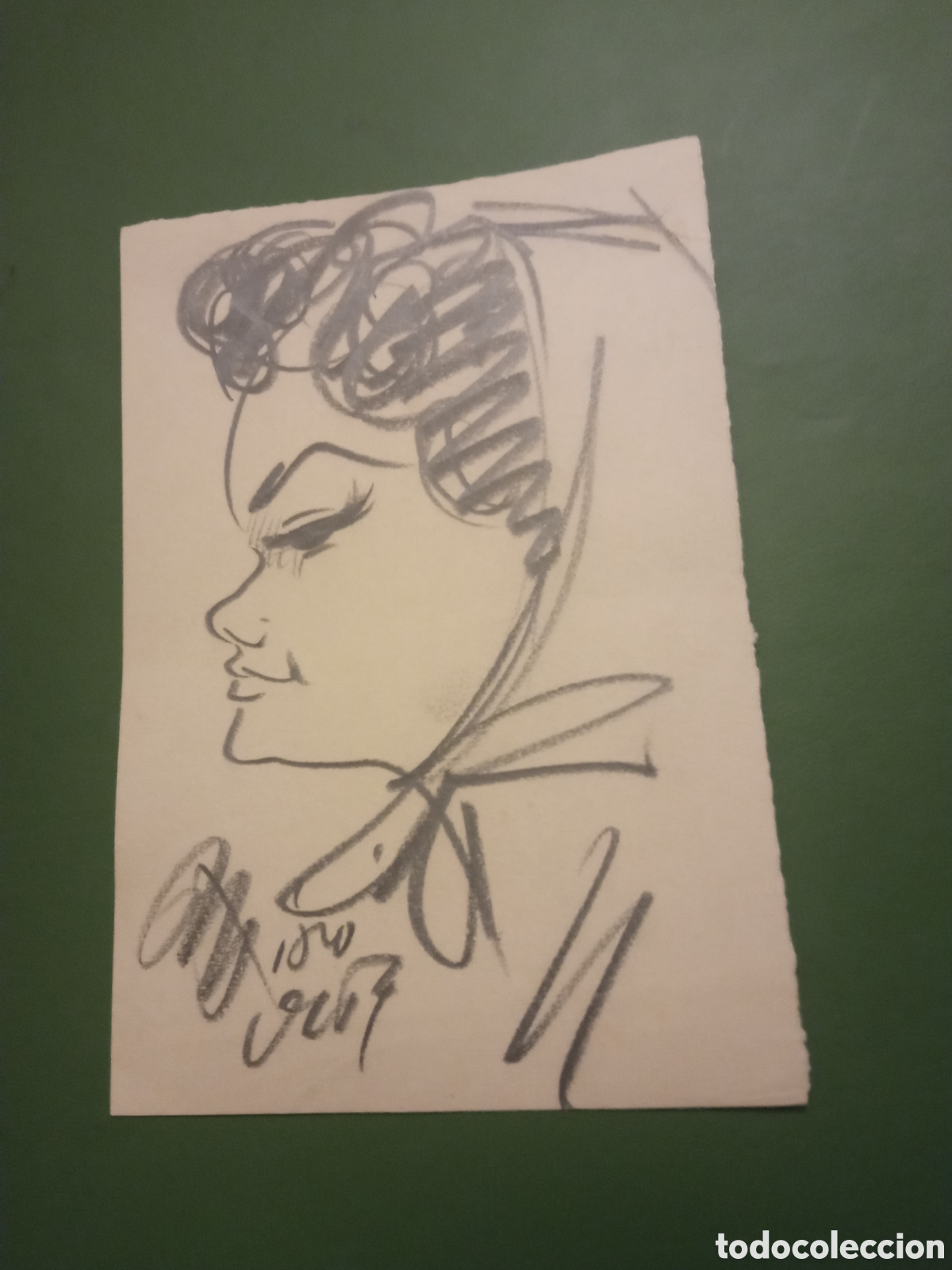 Arte: Antiguo dibujo original firmado Mir&oacute;, mide 17x11,6cm