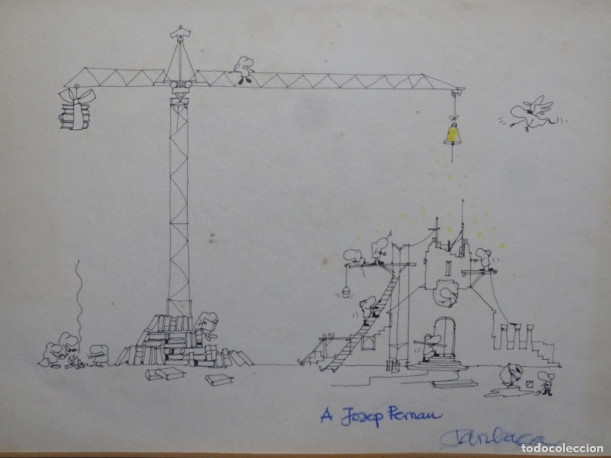 Arte: DIBUJO HUMOR&Iacute;STICO CATAL&Aacute;N A TINTA Y COLOR DEDICADO A JOSEP PERNAU Y DE FIRMA ILEGIBLE.
