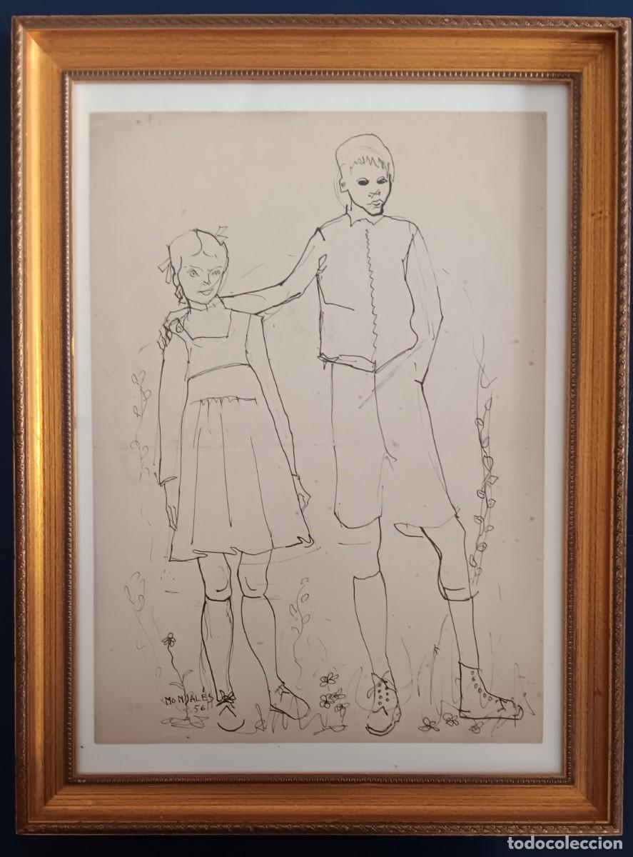 Arte: Dibujo a tinta original de Monjal&eacute;s 1956