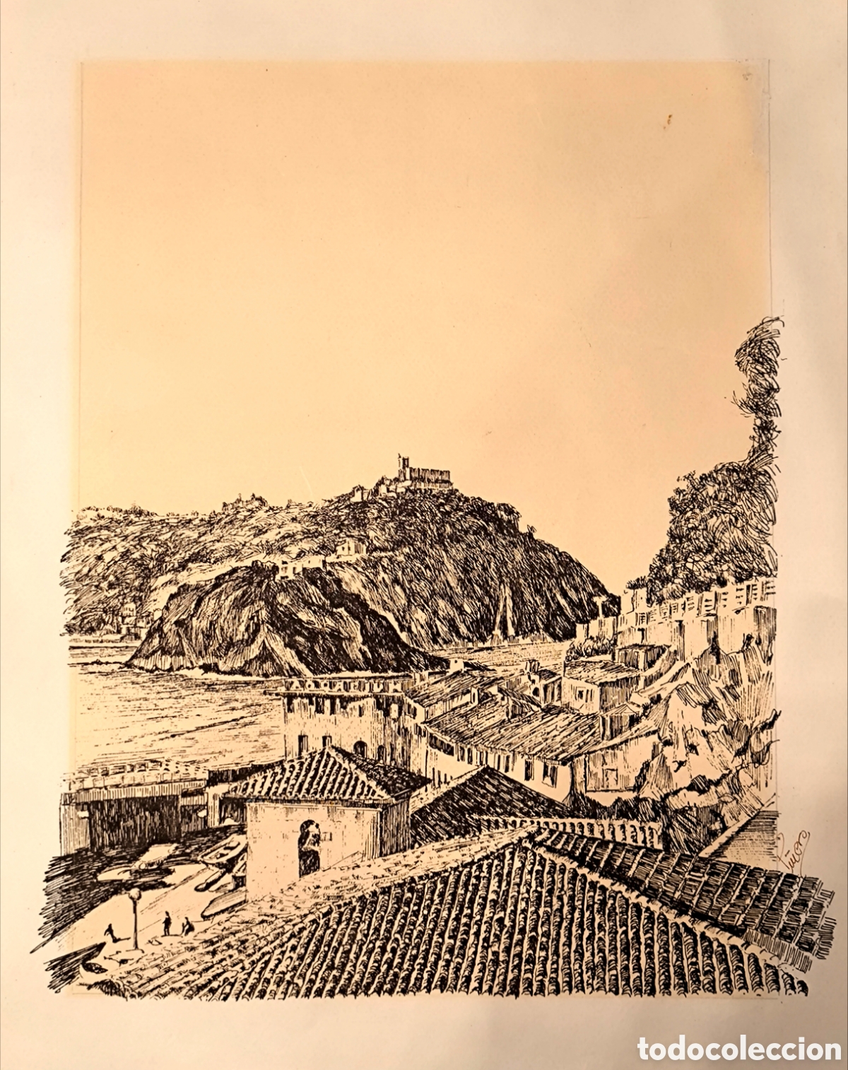 Arte: DIBUJO TINTA CHINA DONOSTI. FIRMA PI&Ntilde;ERO
