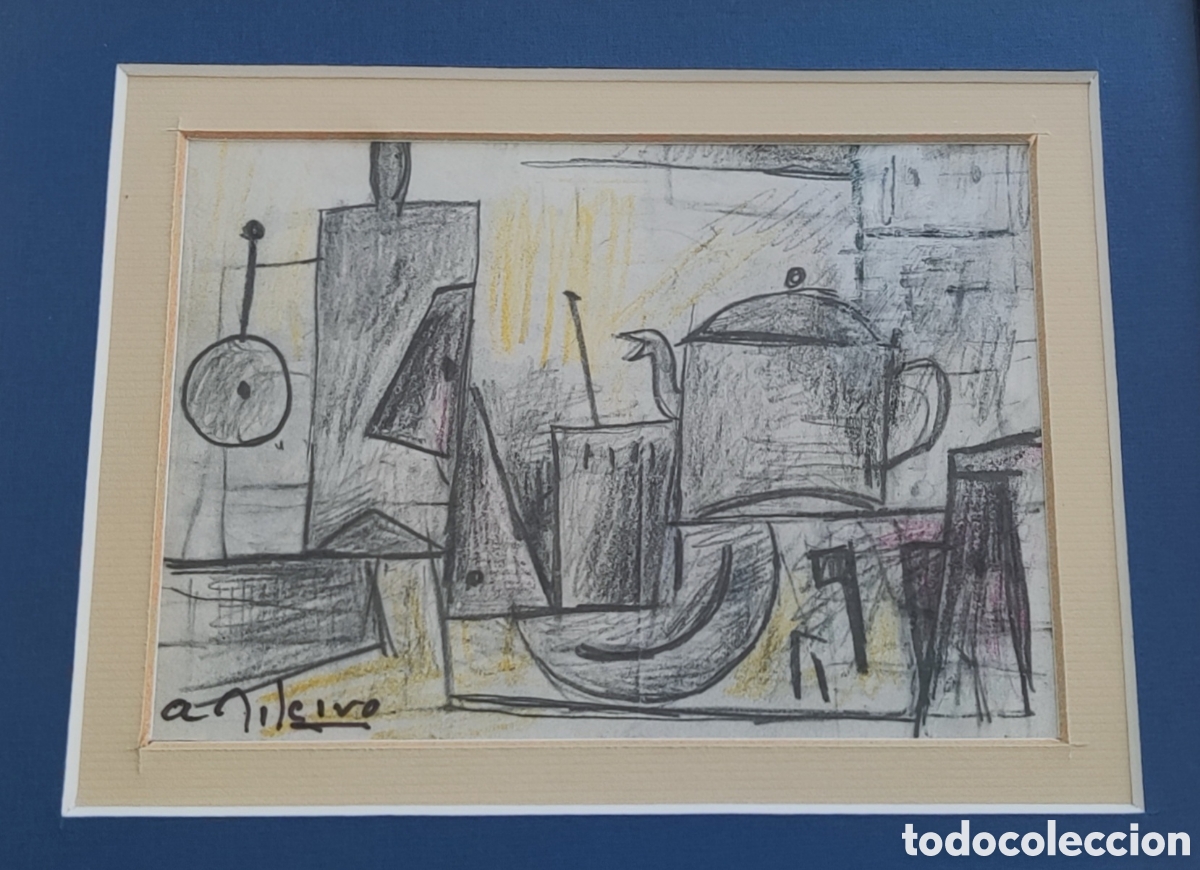 Arte: Alceu Ribeiro (1919-2013). Bodeg&oacute;n. Constructivista. Dibujo. Original. Torres Garc&iacute;a. Mallorca