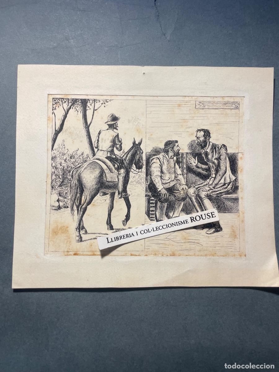 Arte: CERVANTES / DON QUIJOTE - 2 DIBUJOS A TINTA PARA UNA ILUSTRACI&Oacute;N DE ALGUN LIBRO -
