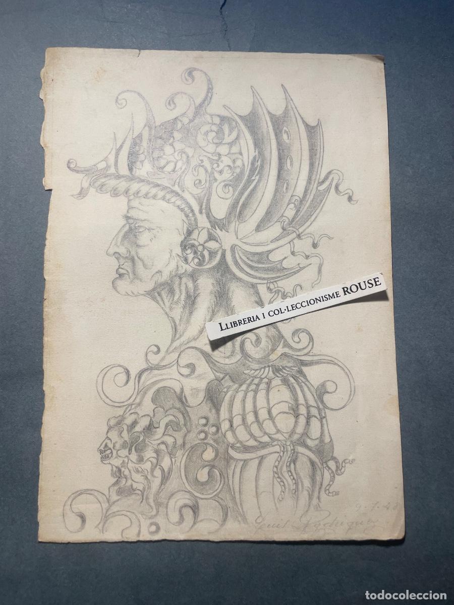 Arte: LUIS RODRIGUEZ - DIBUJO PERSONAJE FIRMADO LUIS RODRIGUEZ - 9-7-48 - 22,5X16,5 CM.