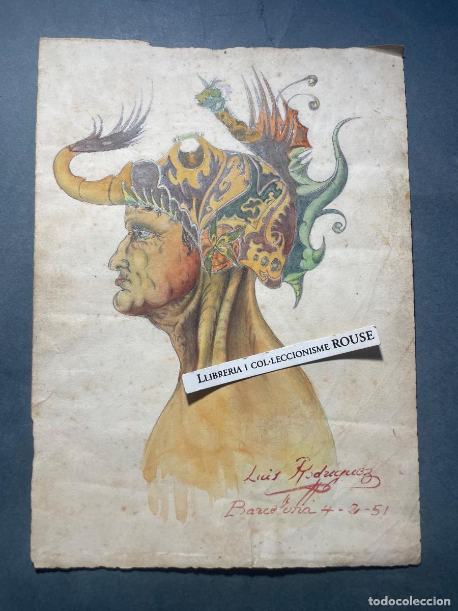 Arte: LUIS RODRIGUEZ - DIBUJO , ACUARELA - PERSONAJE FIRMADO LUIS RODRIGUEZ - BARCELONA 4-2- 51