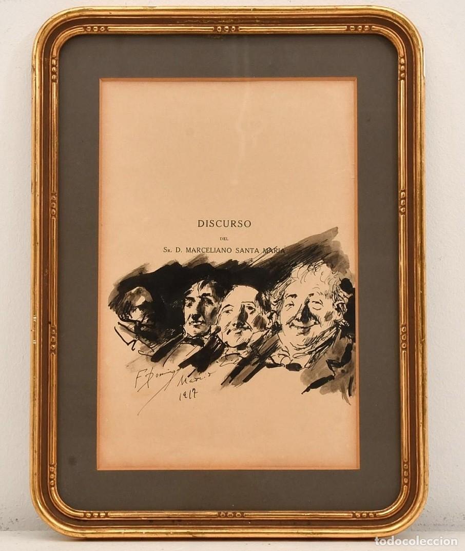 Arte: FANCISCO DOMINGO MARQU&Eacute;S (Valencia,1842-Madrid,1920) &rdquo;Personajes&rdquo; plumilla (25.5 x 16.5) 1917