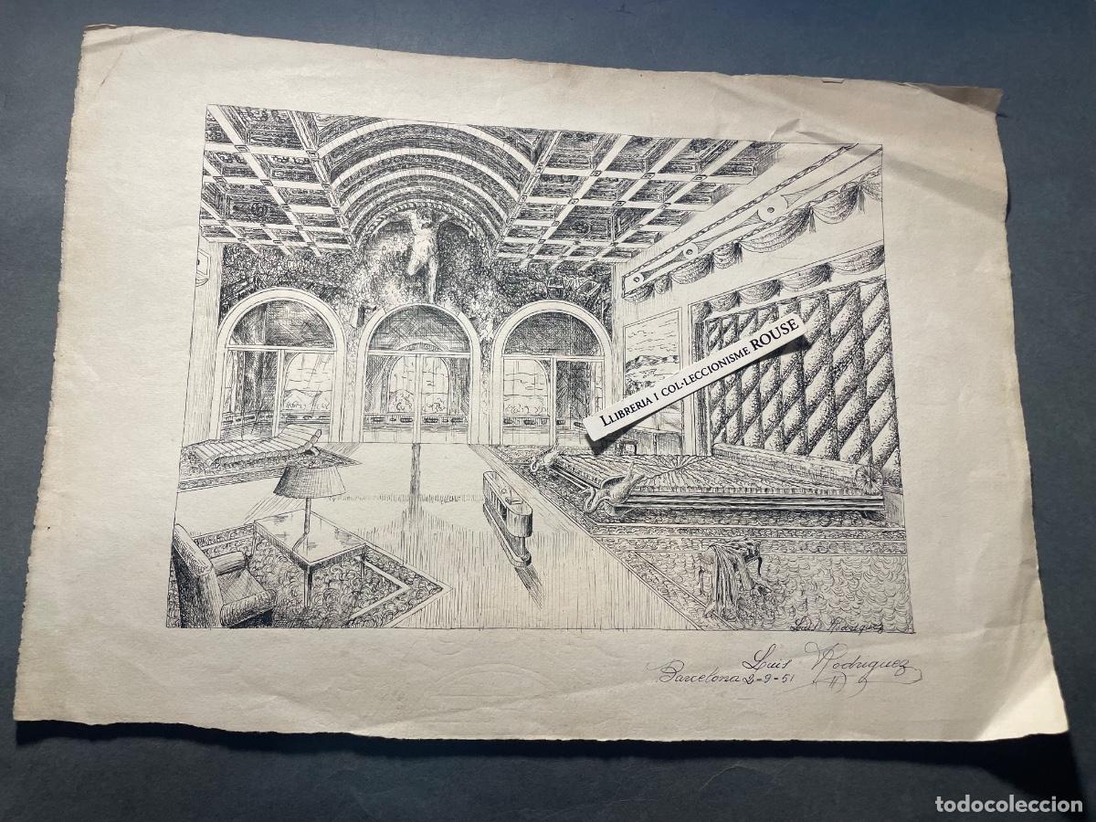 Arte: DISE&Ntilde;O - ANTIGUO DIBUJO ORIGINAL A TINTA DISE&Ntilde;O INTERIOR ART-DEC&Oacute; FIRMADO LUIS RODRIGUEZ