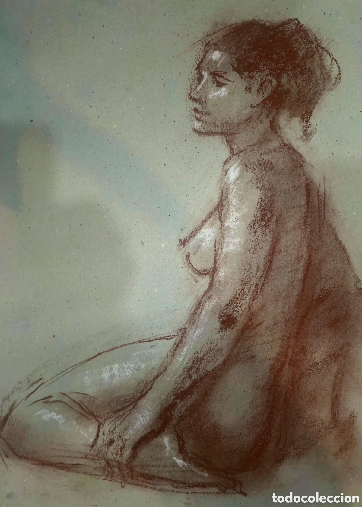 Arte: Jos&eacute; Guevara (M&aacute;laga 1930-2017) precioso dibujo (pastel) desnudo femenino, sin firma.