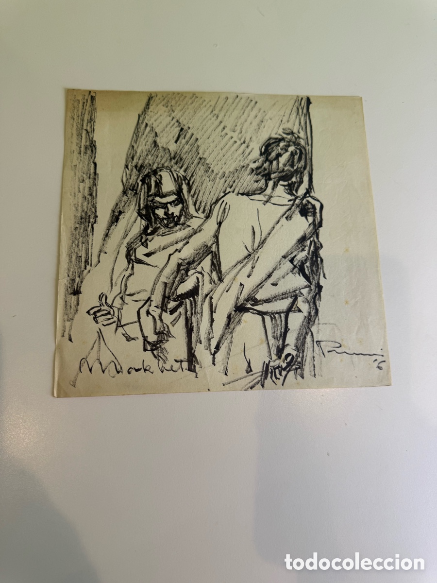 Arte: Carles Prun&eacute;s (Barcelona, 1937&ndash;2017) &ndash; Escena con figuras, dibujo original firmado
