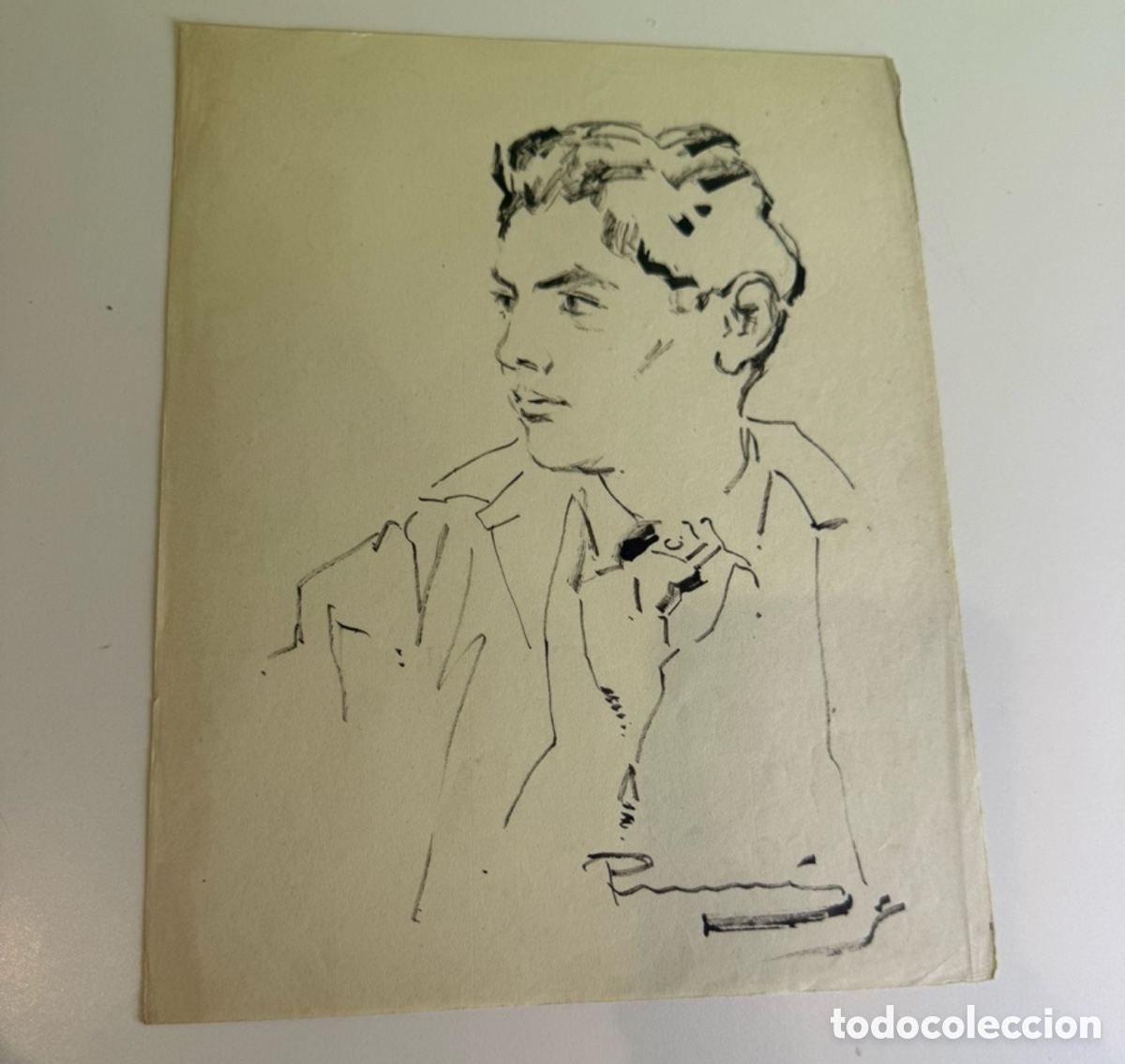 Arte: Carles Prun&eacute;s (1937-2017) &ndash; Autorretrato original. A&ntilde;os 50. Firmado.