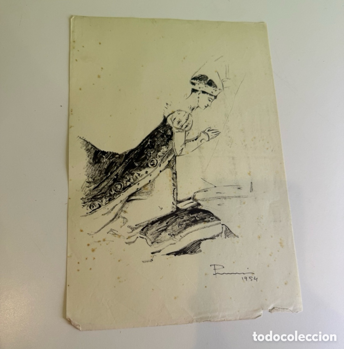 Arte: Carles Prun&eacute;s (1937-2017) &ndash; Dibujo original oriental. Firmado y fechado 1954.