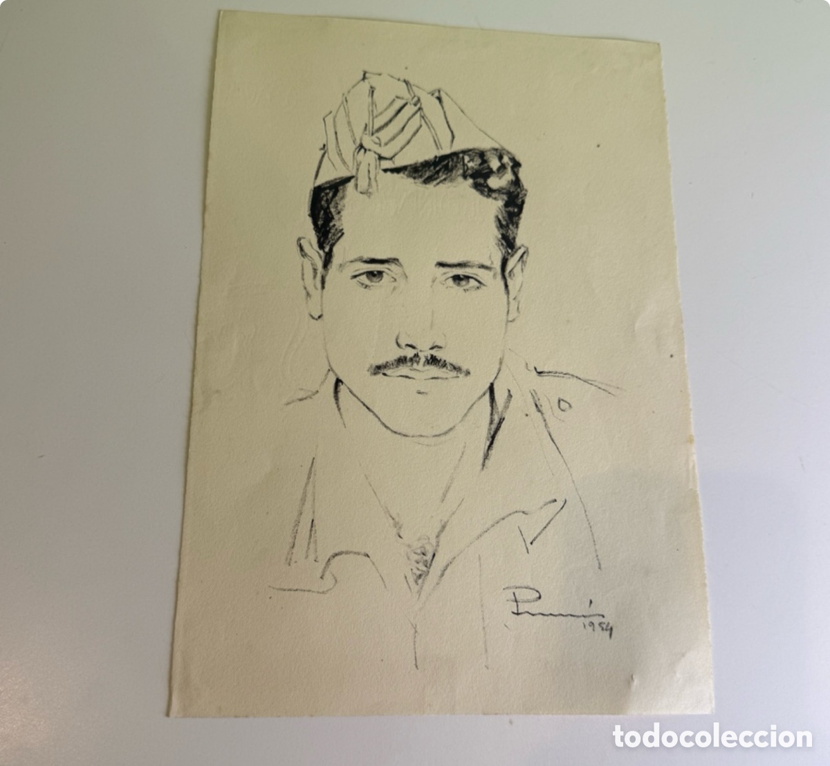 Arte: Carles Prun&eacute;s (1937-2017) &ndash; Posible autorretrato en la mili. Firmado y fechado 1954.