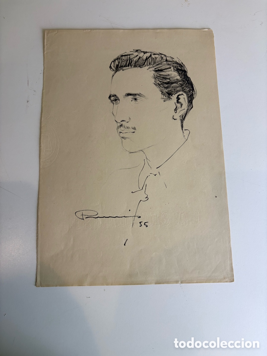 Kunst: Carles Prun&eacute;s (1937-2017) &ndash; Retrato masculino original. A&ntilde;os 50. Firmado y fechado 1955.