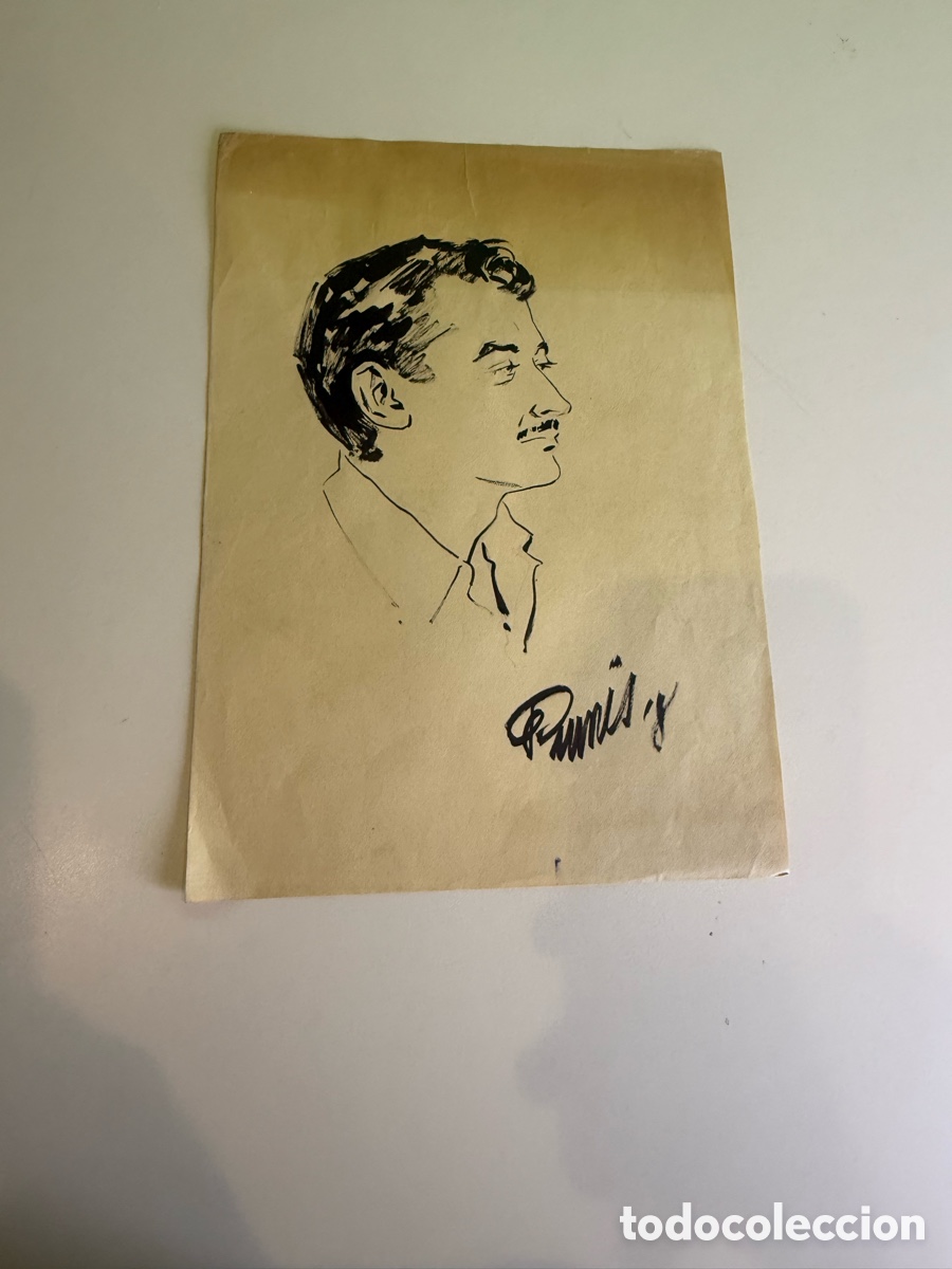 Arte: Carles Prun&eacute;s (Barcelona, 1937-2017) Dibujo original firmado 1954 Autorretrato de perfil