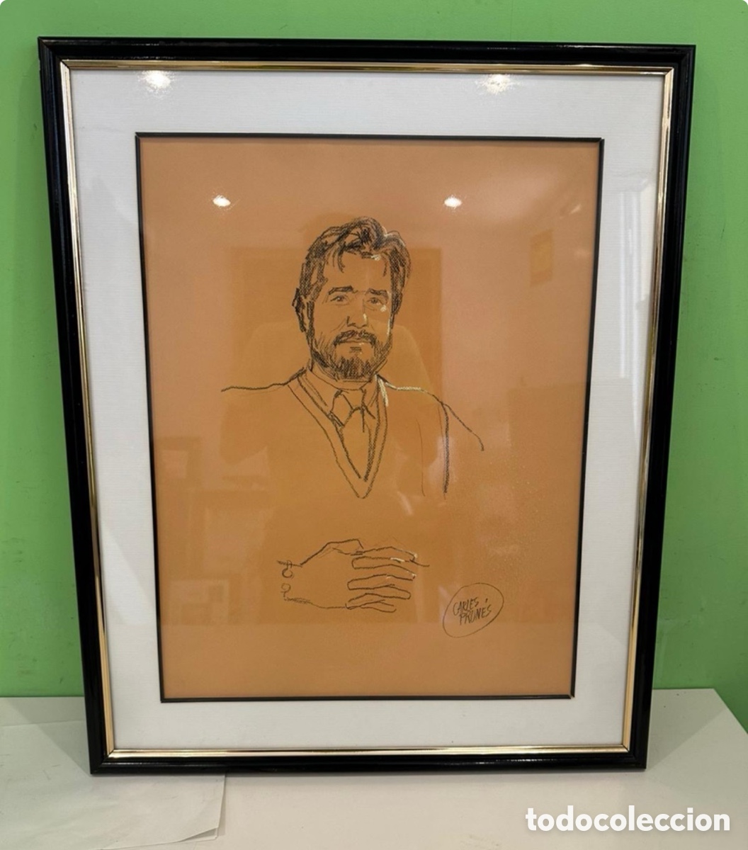 Arte: Carles Prun&eacute;s (Barcelona, 1937-2017) Dibujo original firmado. Posible autorretrato. Obra catalogada
