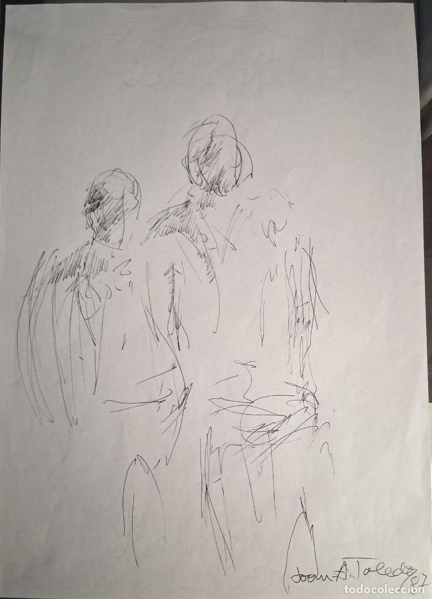Arte: EQUIPO CR&Oacute;NICA / JOAN ANTONI TOLEDO (Valencia,1945-1995) &rdquo;Figuras&rdquo; plumilla (30 x 21.5) 1987