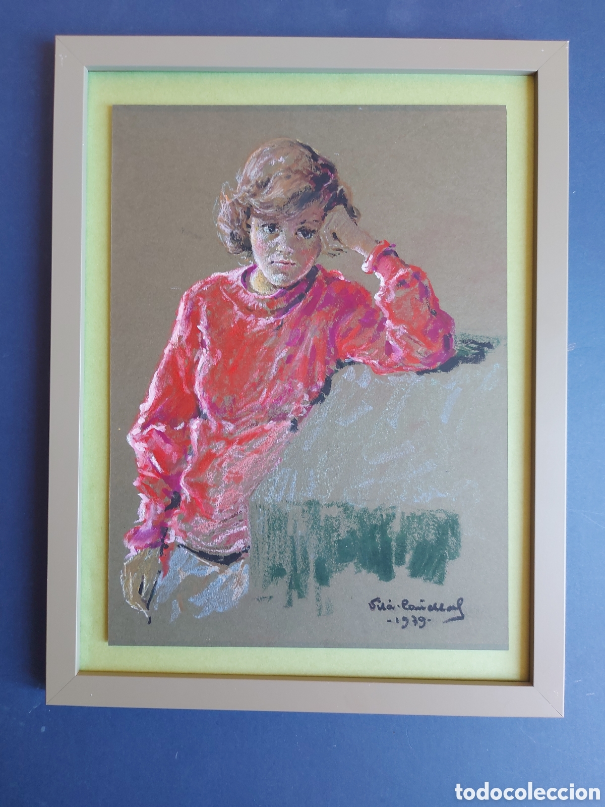 Arte: JOSEP M&ordf; VIL&Aacute; - CA&Ntilde;ELLAS &rdquo;RETRATO JOVEN CON VESTIDO ROJO&rdquo; CERAS 1979