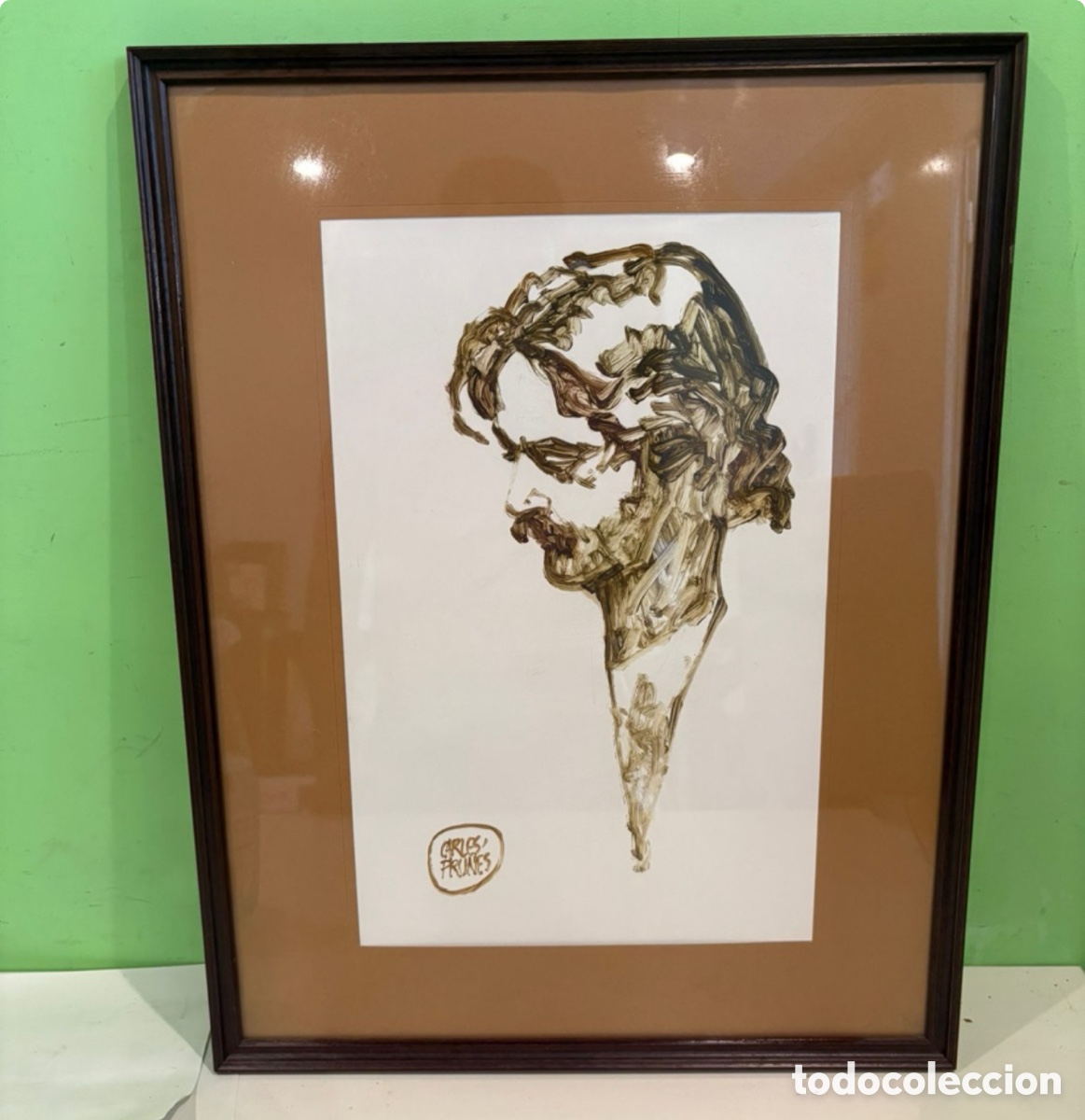 Arte: Carles Prun&eacute;s (Barcelona, 1937-2017) dibujo original autorretrato firmado