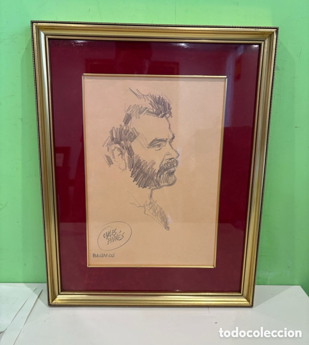 Arte: Carles Prun&eacute;s (Barcelona, 1937-2017) Dibujo original firmado &ndash; Retrato masculino