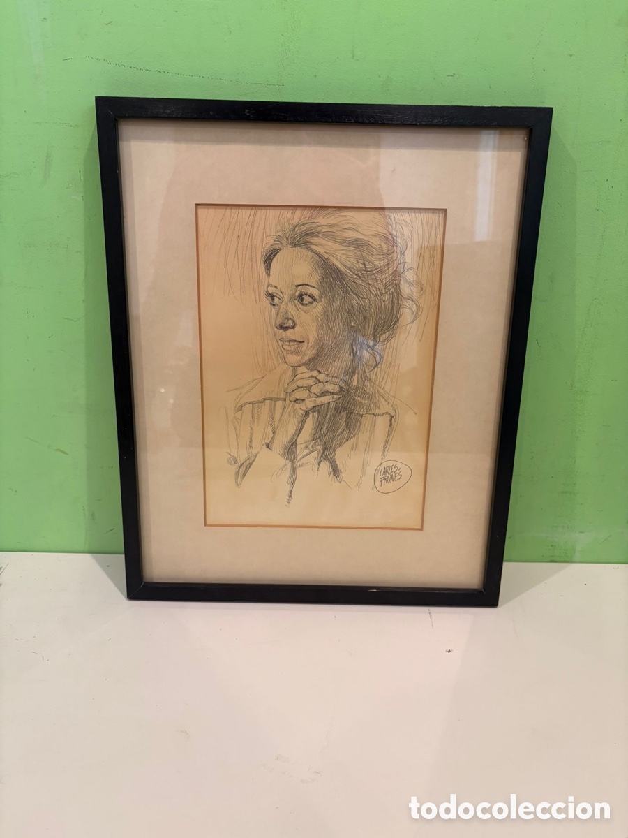 Arte: Carles Prun&eacute;s (Barcelona, 1937-2017) Dibujo original firmado &ndash; Retrato femenino