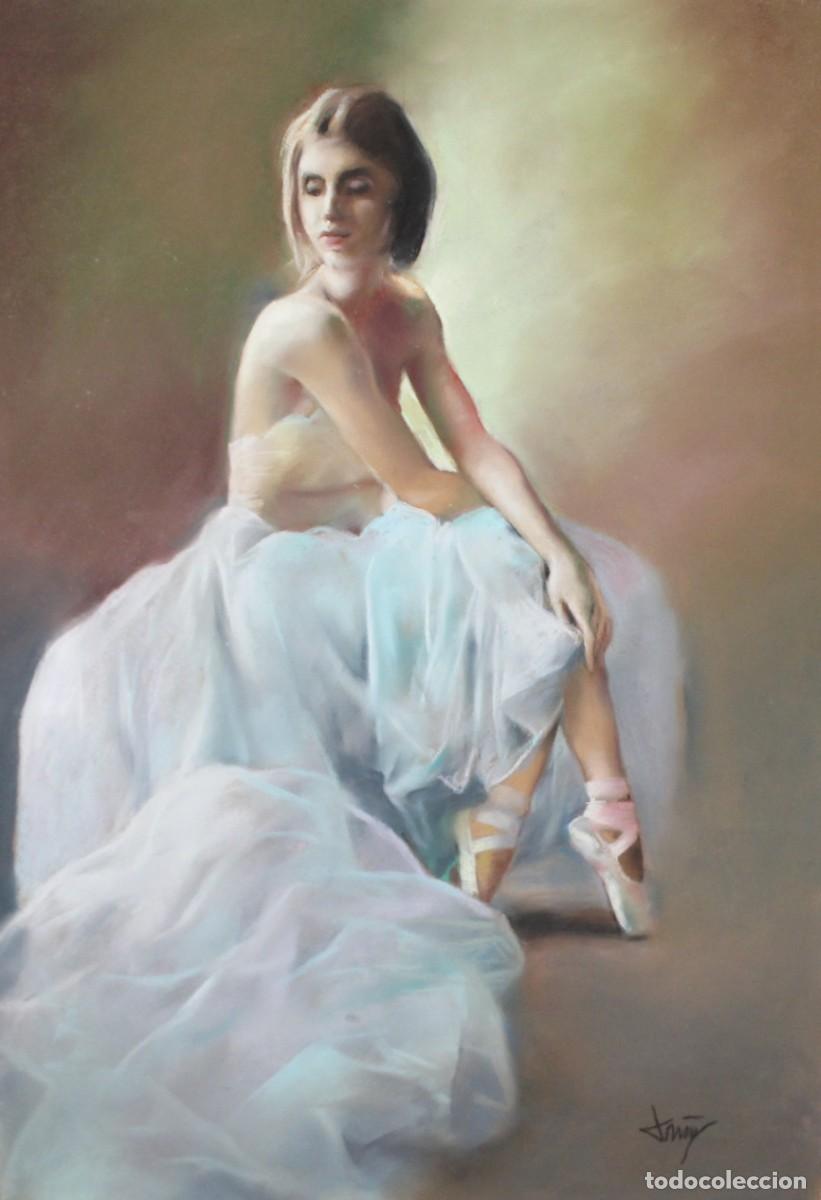 Arte: DOMINGO ALVAREZ GOMEZ (1942) DIBUJO A PASTEL. INTERIOR CON BAILARINA