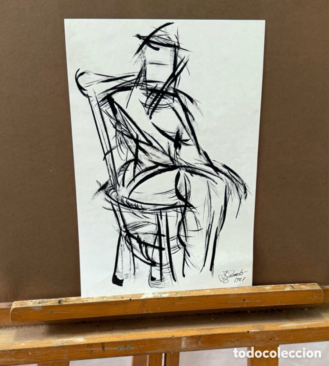 Art: Dibujo expresionista figura humana firmado J. Salvad&oacute; 1987