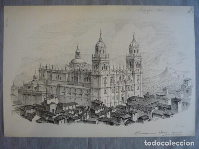 Arte: JAEN LA CATEDRAL DIBUJO A PLUMILLA ORIGINAL CONSTANTIN UHDE ARQUITECTO ALEMAN 1888 1889